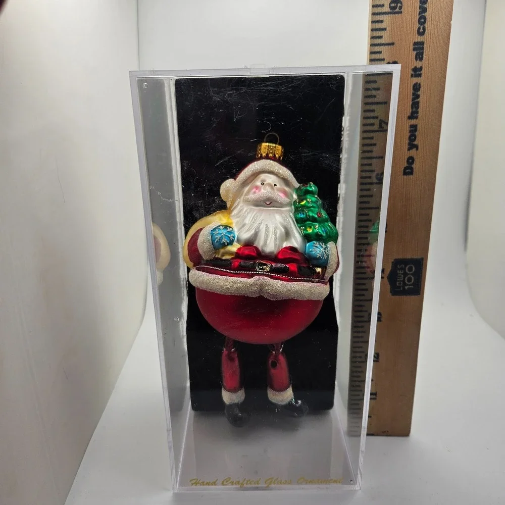 Vintage Target Santa‎ Claus Glass Christmas Ornament 2004 Hand Crafted Boxed